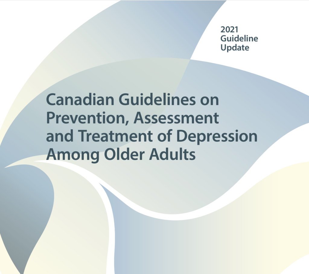 Cover of the Canadian Guidelines on Prevention, Assessment and Treatment of Depression Among Older Adults booklet