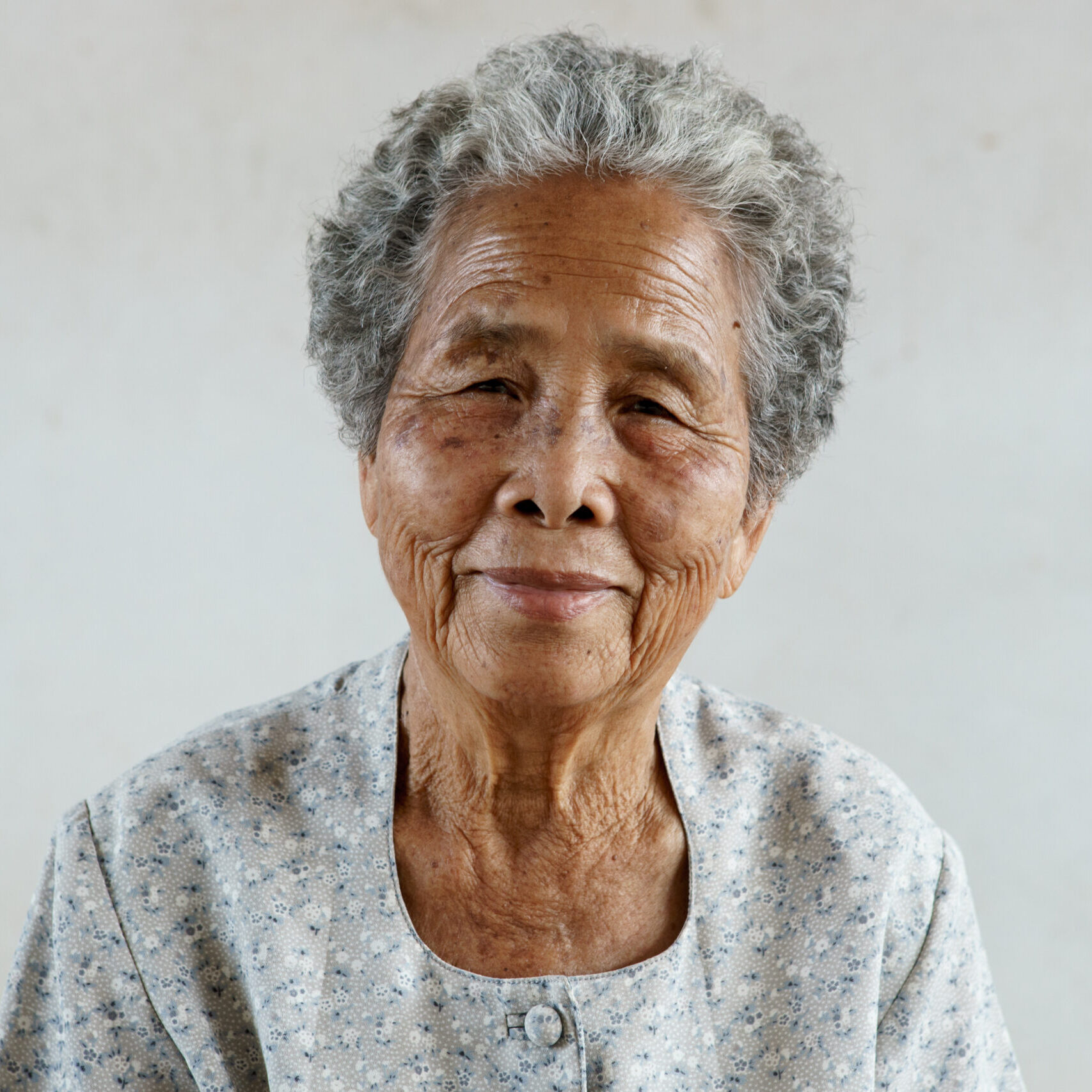 Smilling of happy Asian elderly senior on white background